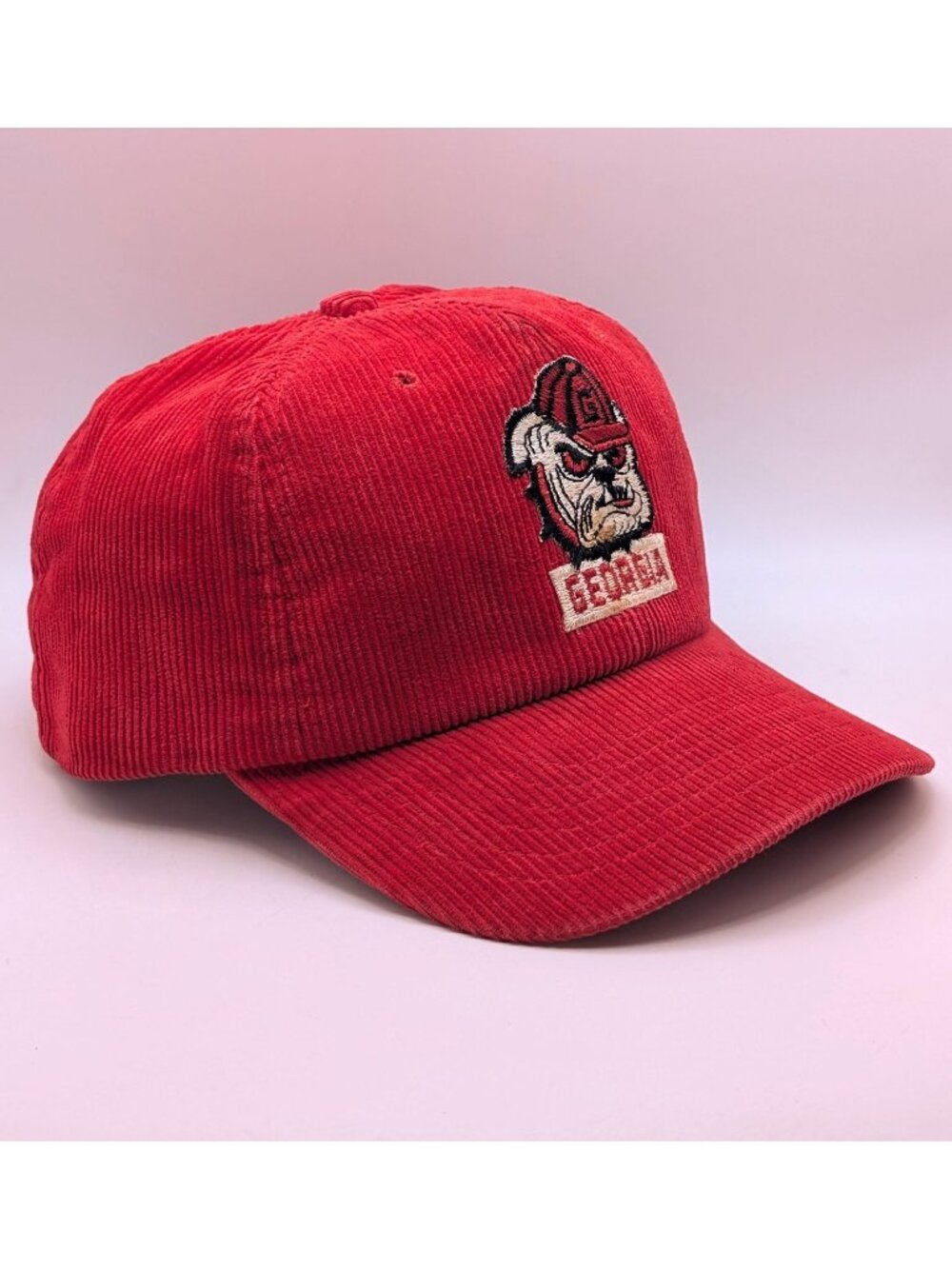 University of Georgia Bulldogs Snapback Corduroy Trucker Hat Vintage Retro Red